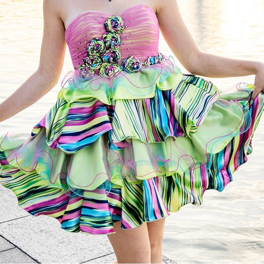 Vibrant Strapless Multicolor Dress